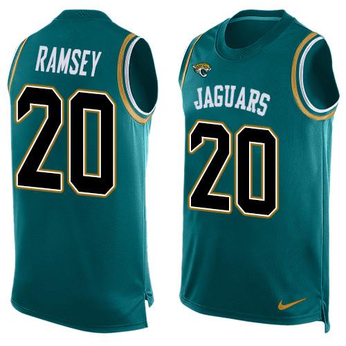 Nike Jaguars #20 Jalen Ramsey Teal Green Team Color Men's Stitched NFL Limited Tank Top Jersey - Click Image to Close